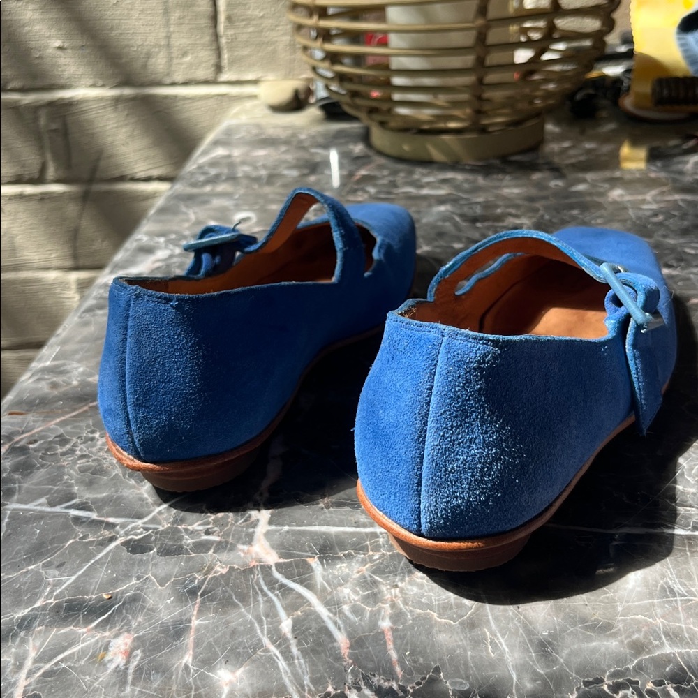 Blue Suede Mary Jane Shoes - Picture 4 of 5